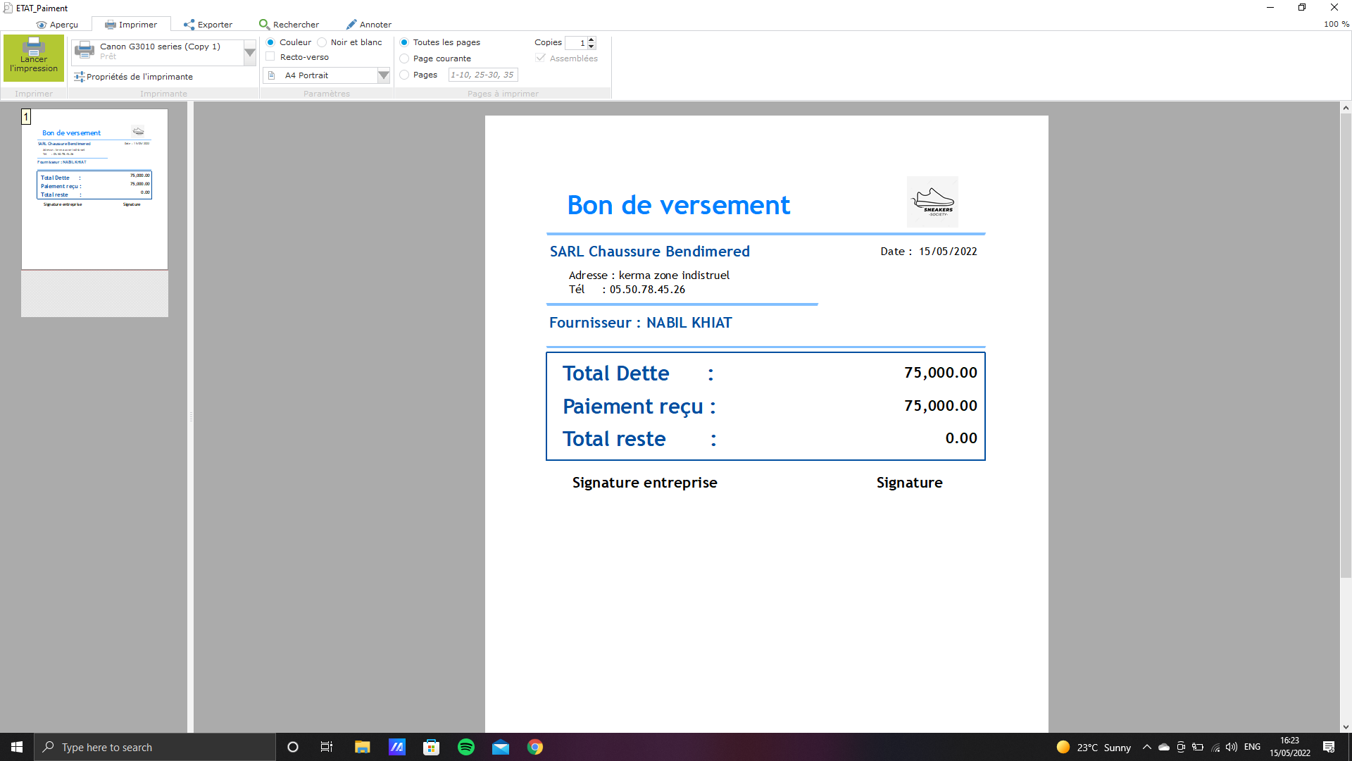 Order Payment Slip